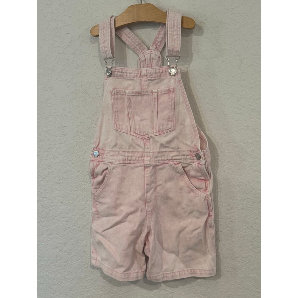 H&M Girls Denim Pink Overalls Sz 7Y Shortall - Picture 2 of 4